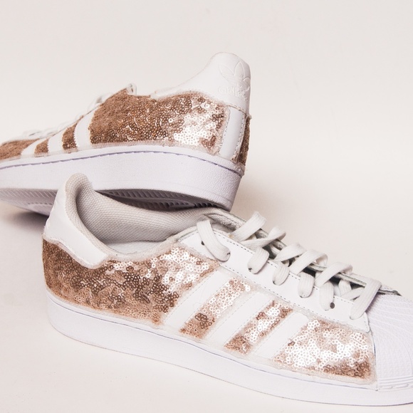 adidas Shoes - Champagne Gold Adidas Superstars Sequin Sneakers
